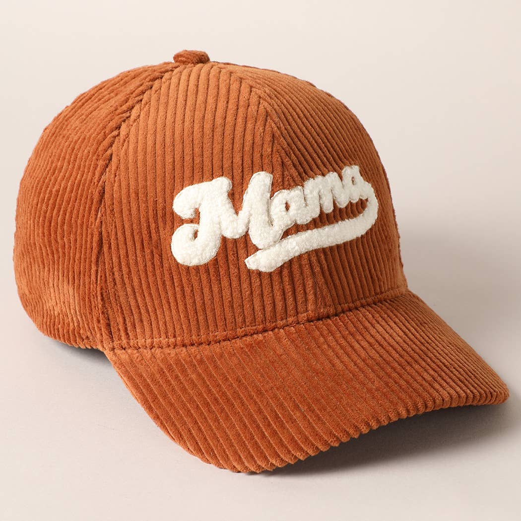 MAMA 3D Embroidered Fuzzy Patch Corduroy Cap