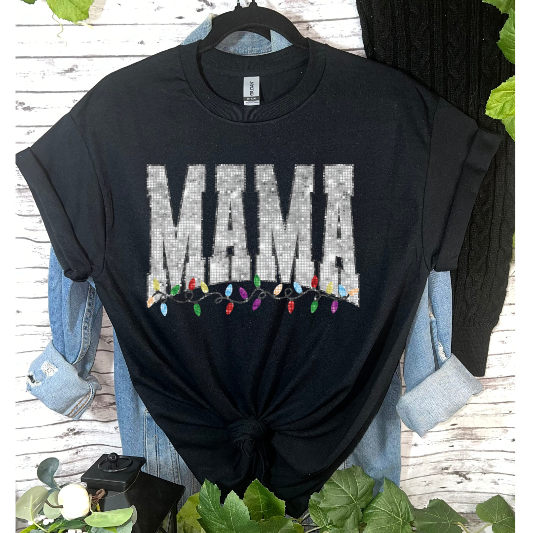 Mama Christmas Lights Tee