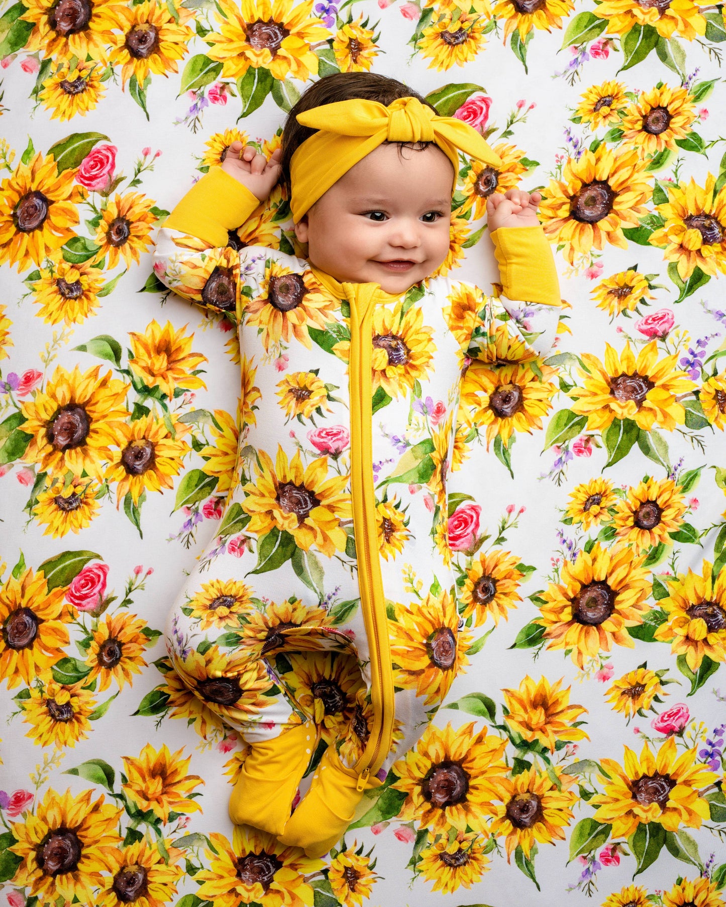 Sunflower Baby Bamboo Double Zipper Onesie