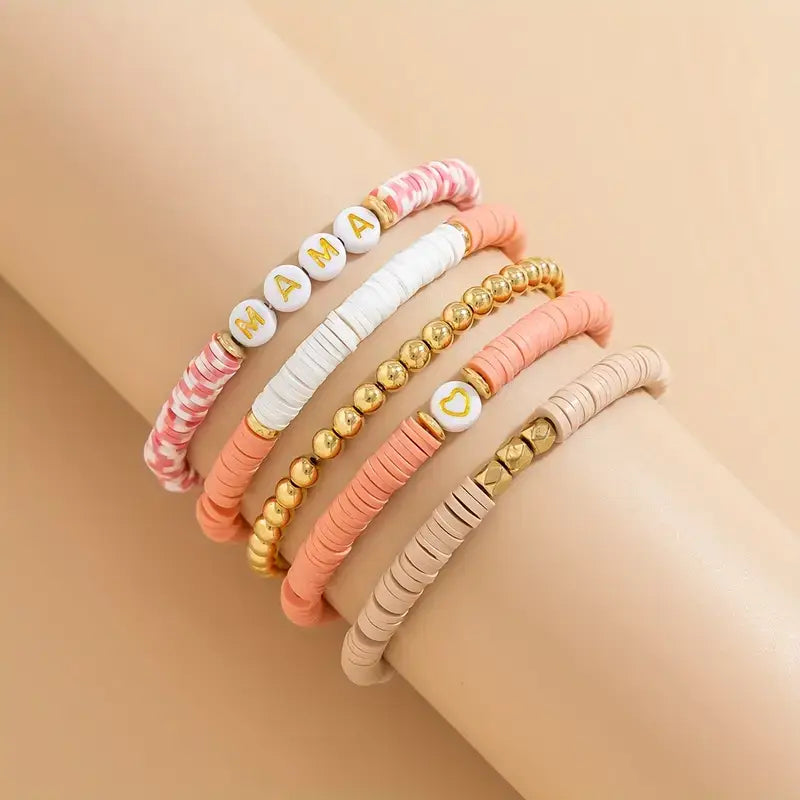 MAMA Peach Bracelet Stack