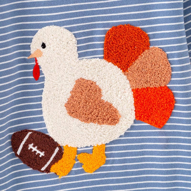 Baby Boys Thanksgiving Turkey Football Chenille Patch Romper