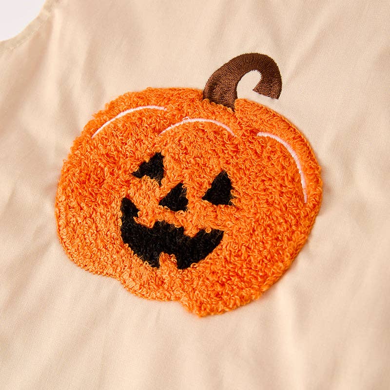 Baby Boys Halloween Pumpkin Chenille Patch Cotton Romper