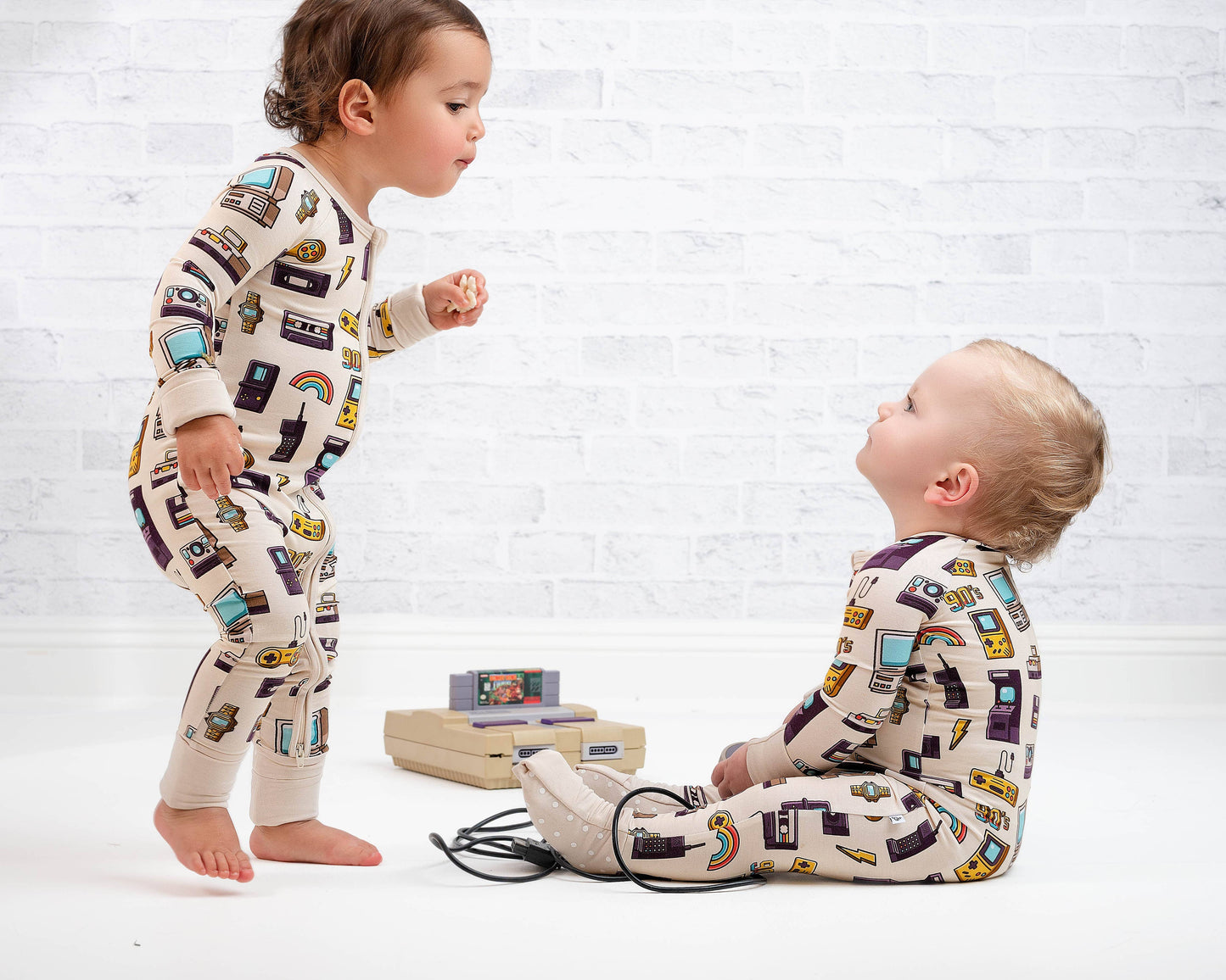 90's Retro Baby Bamboo Double Zipper Onesie