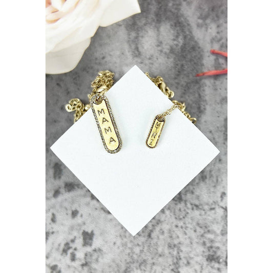 MAMA AND MINI BAR SHAPED WOOD NECKLACE SET