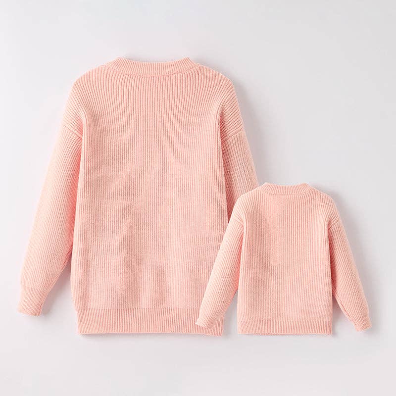 Mommy And Me Girls Halloween Ghost Applique Pink Sweater
