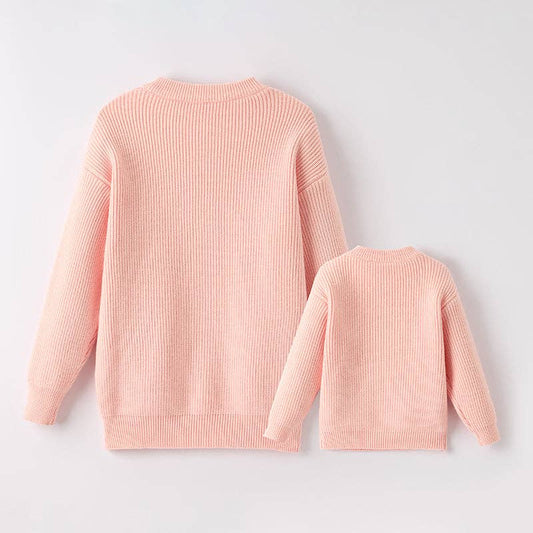 Mommy And Me Girls Halloween Ghost Applique Pink Sweater