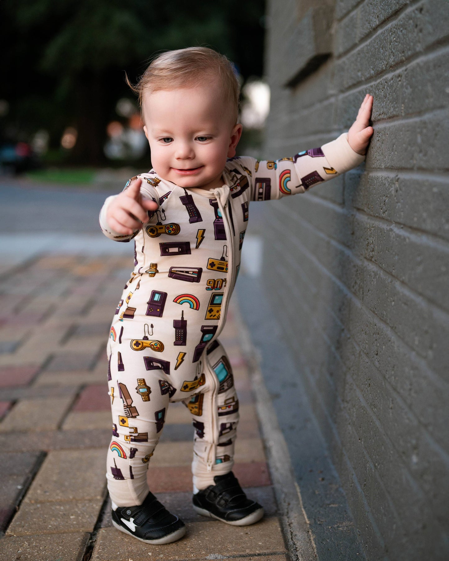 90's Retro Baby Bamboo Double Zipper Onesie