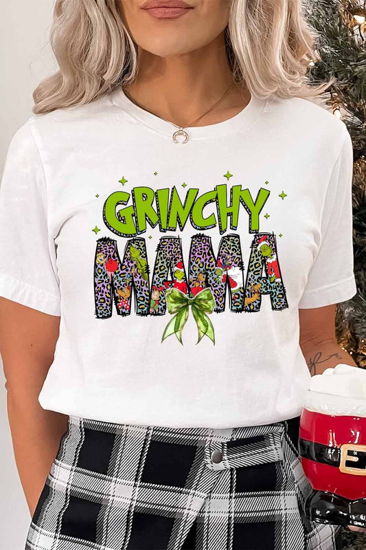 Women Soft Graphic Tee, Holiday Grinchy Mama