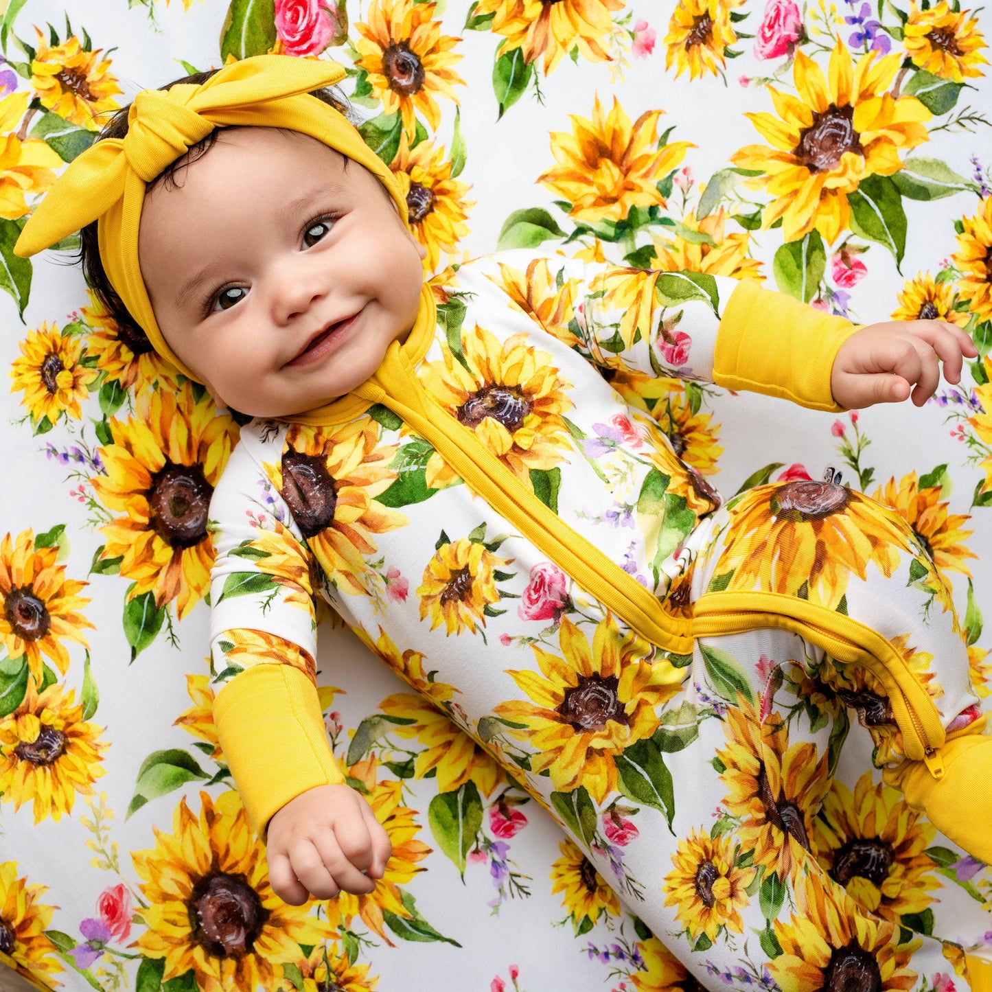 Sunflower Baby Bamboo Double Zipper Onesie