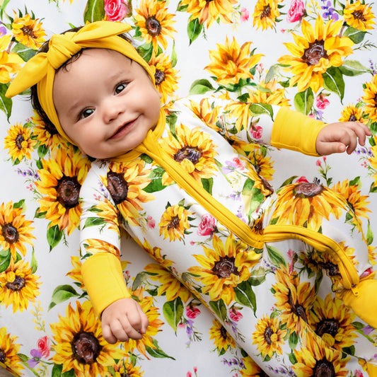 Sunflower Baby Bamboo Double Zipper Onesie