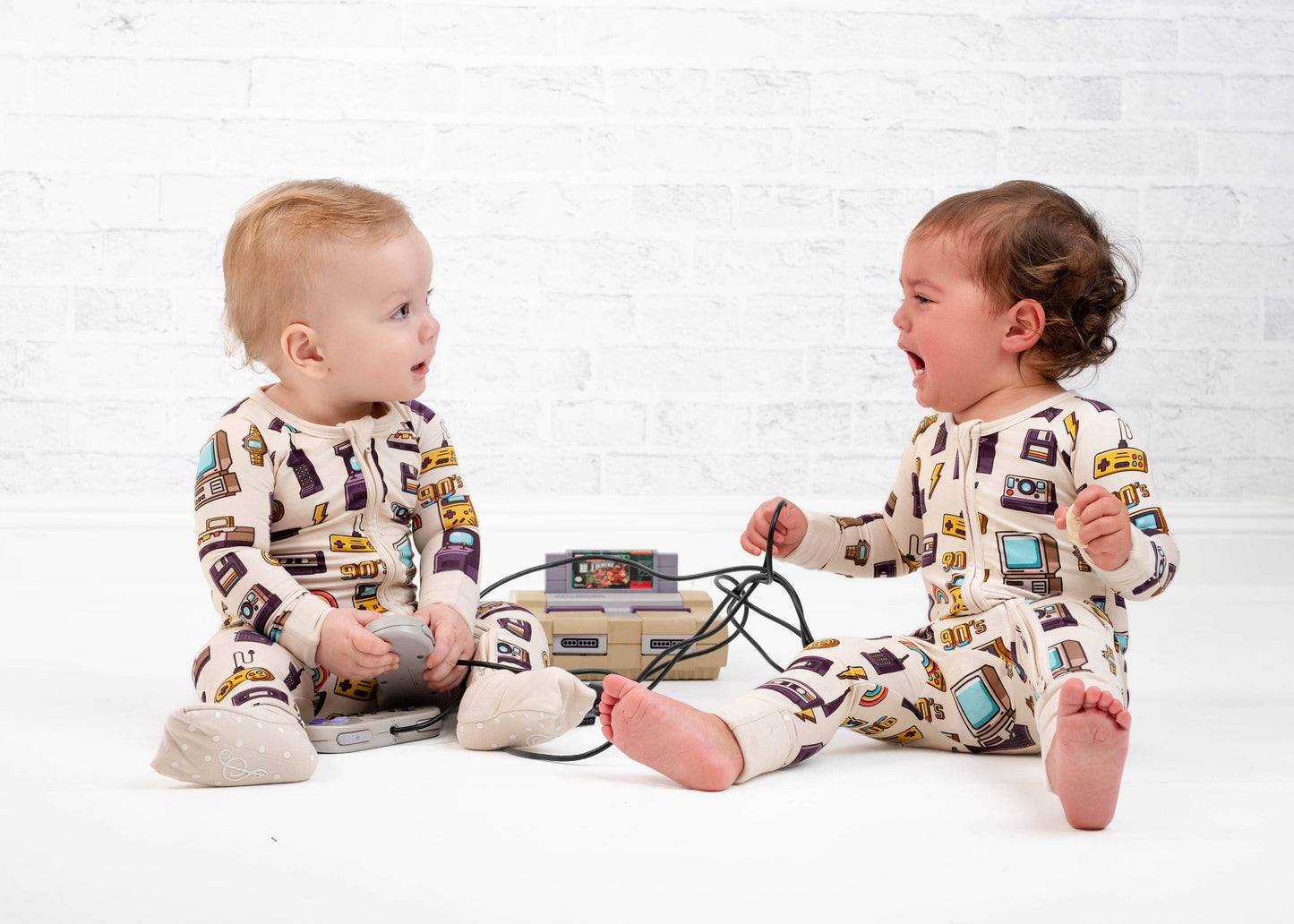 90's Retro Baby Bamboo Double Zipper Onesie