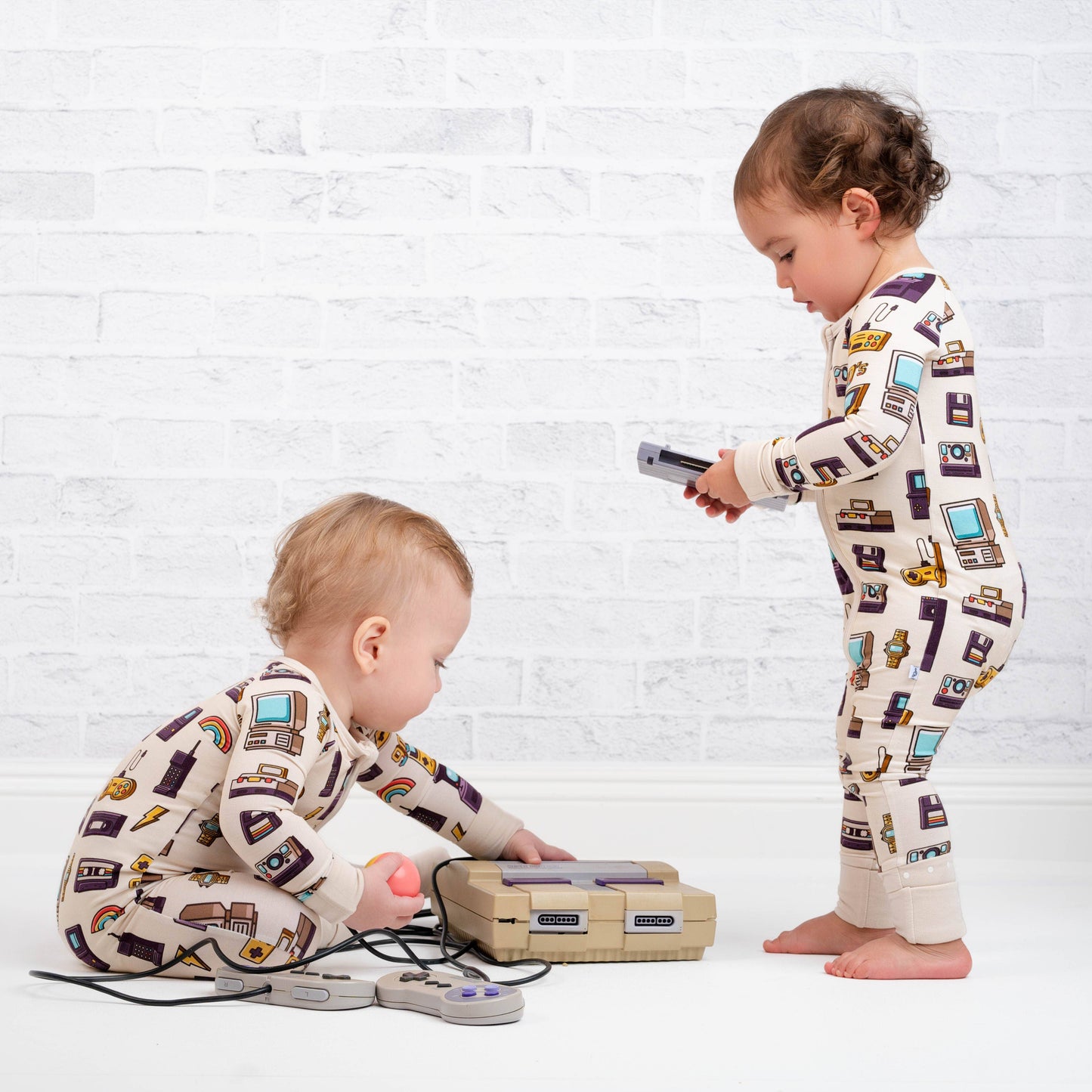 90's Retro Baby Bamboo Double Zipper Onesie