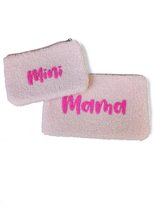 Mama & Mini Teddy Fleece Zip Pouches