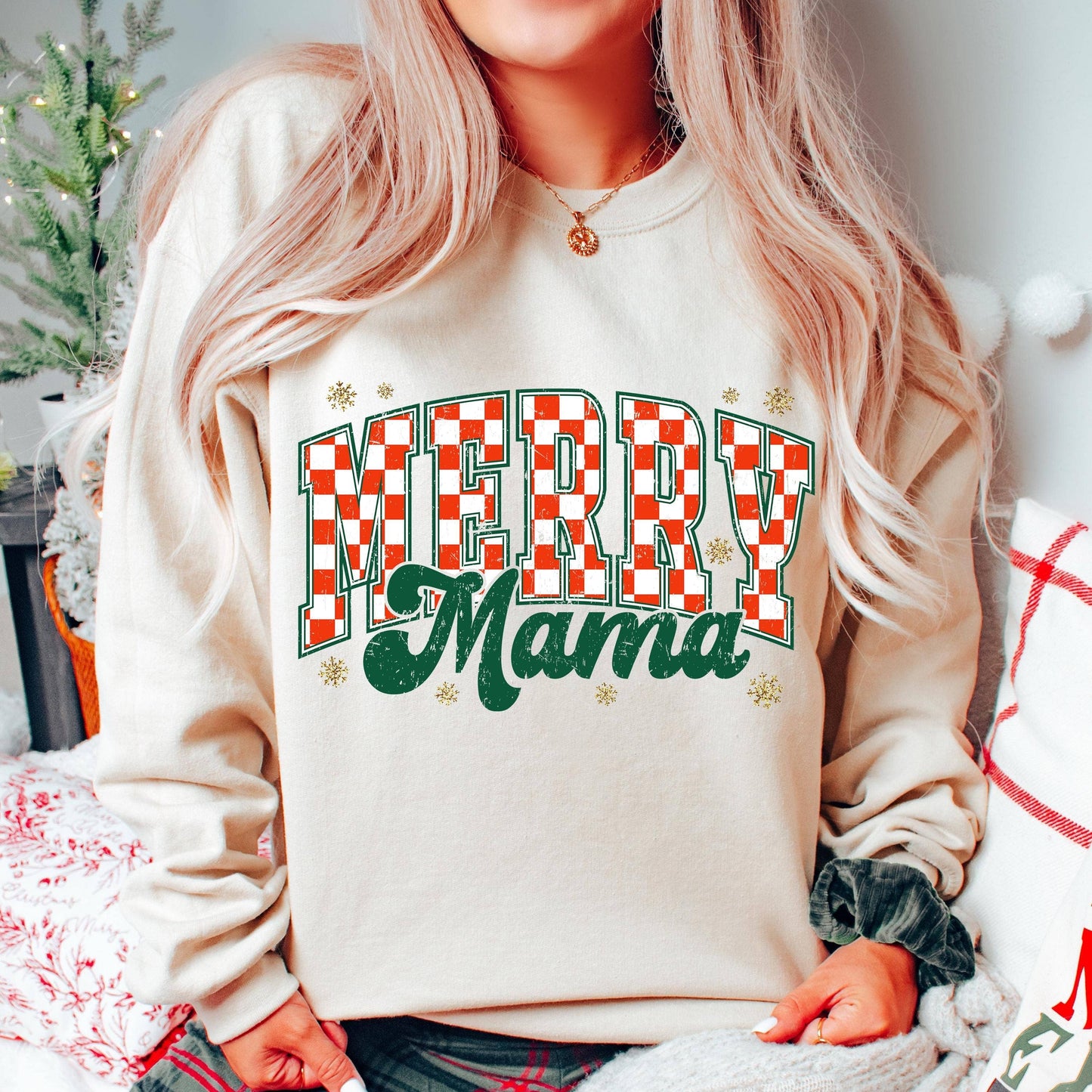 Retro Checkered Christmas Merry Mama Shirt
