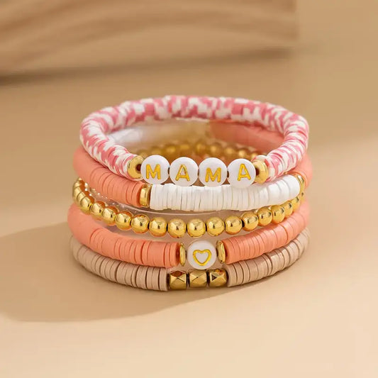 MAMA Peach Bracelet Stack