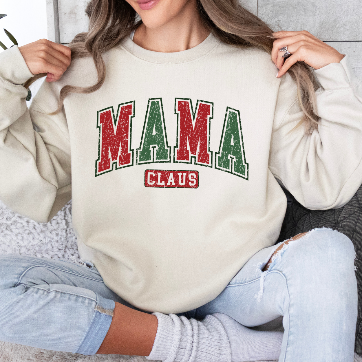 Mama Claus women's Christmas sweatshirt, Holiday crewneck
