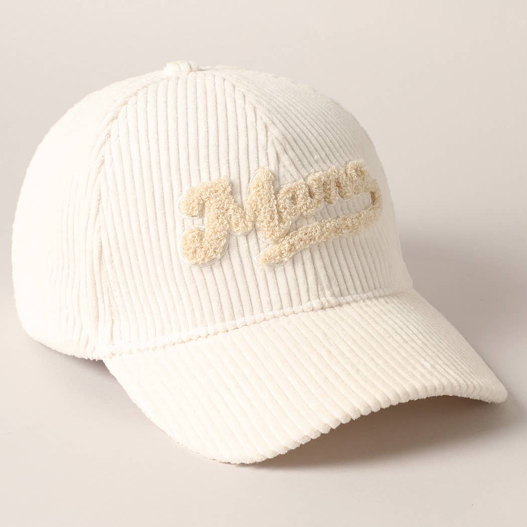 MAMA 3D Embroidered Fuzzy Patch Corduroy Cap