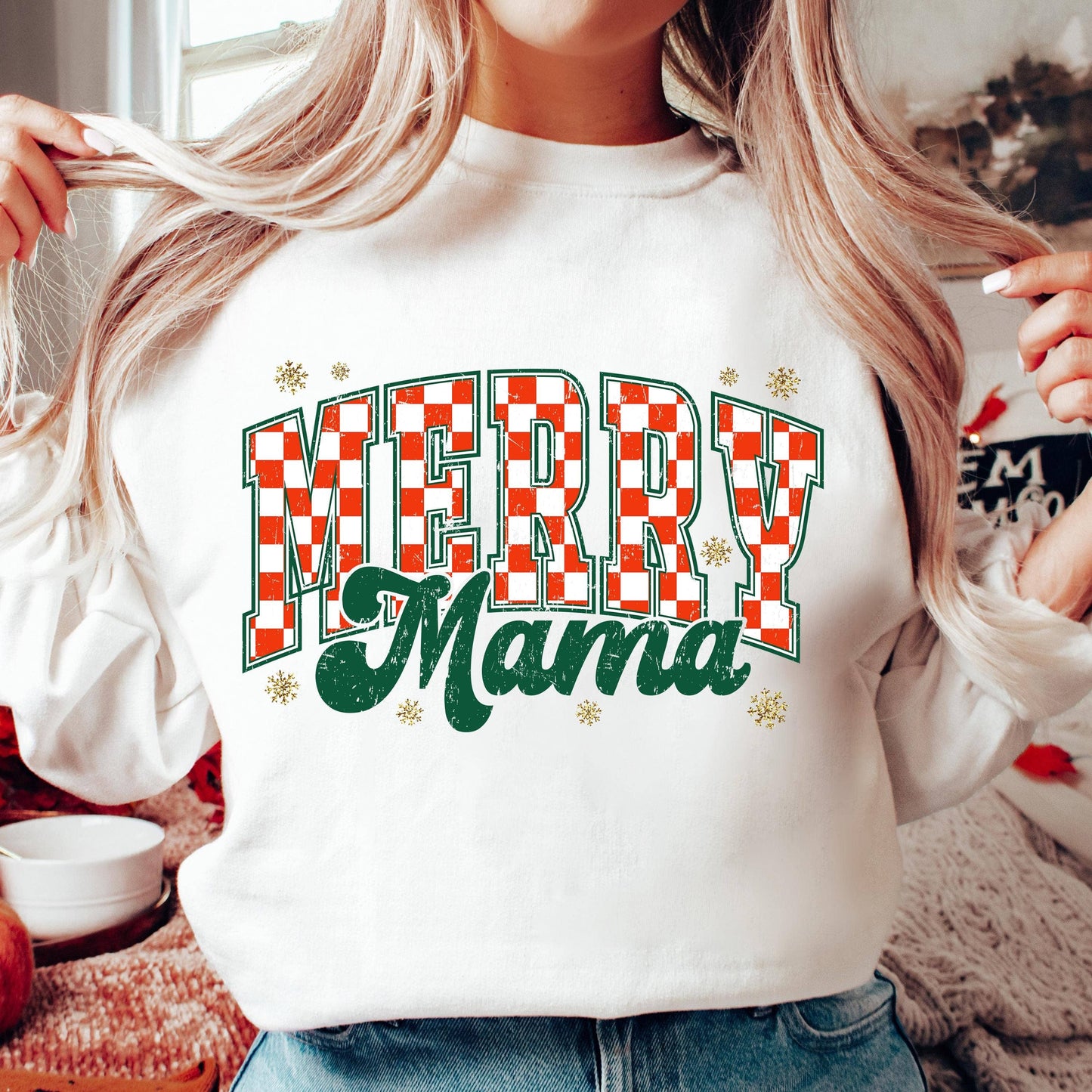 Retro Checkered Christmas Merry Mama Shirt