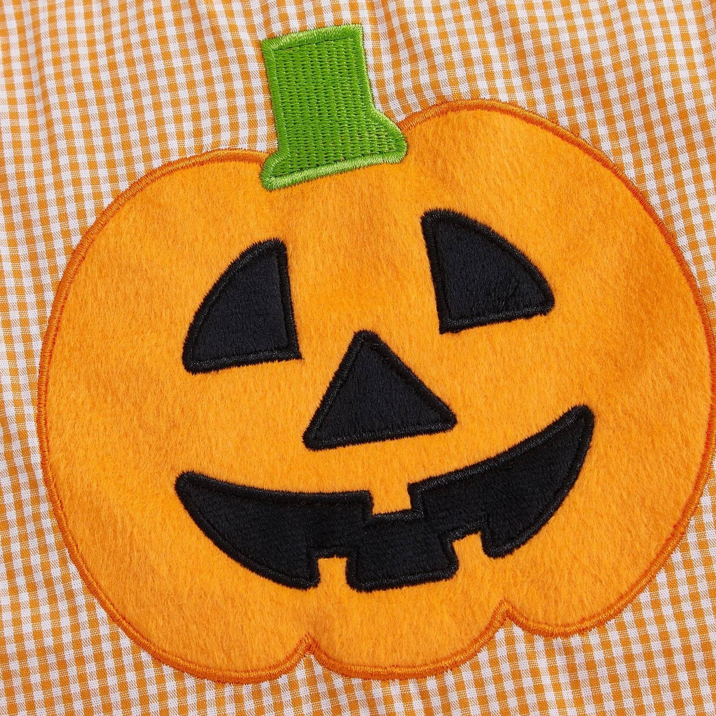Cute pumpkin embroidered plaid jumpsuit for Halloween