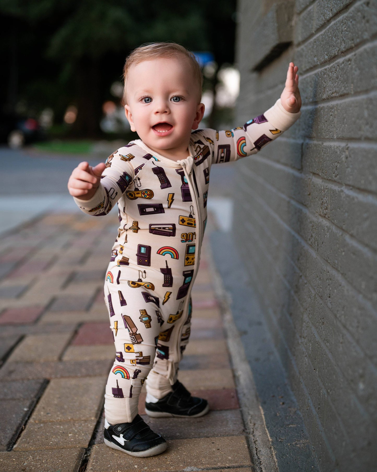 90's Retro Baby Bamboo Double Zipper Onesie