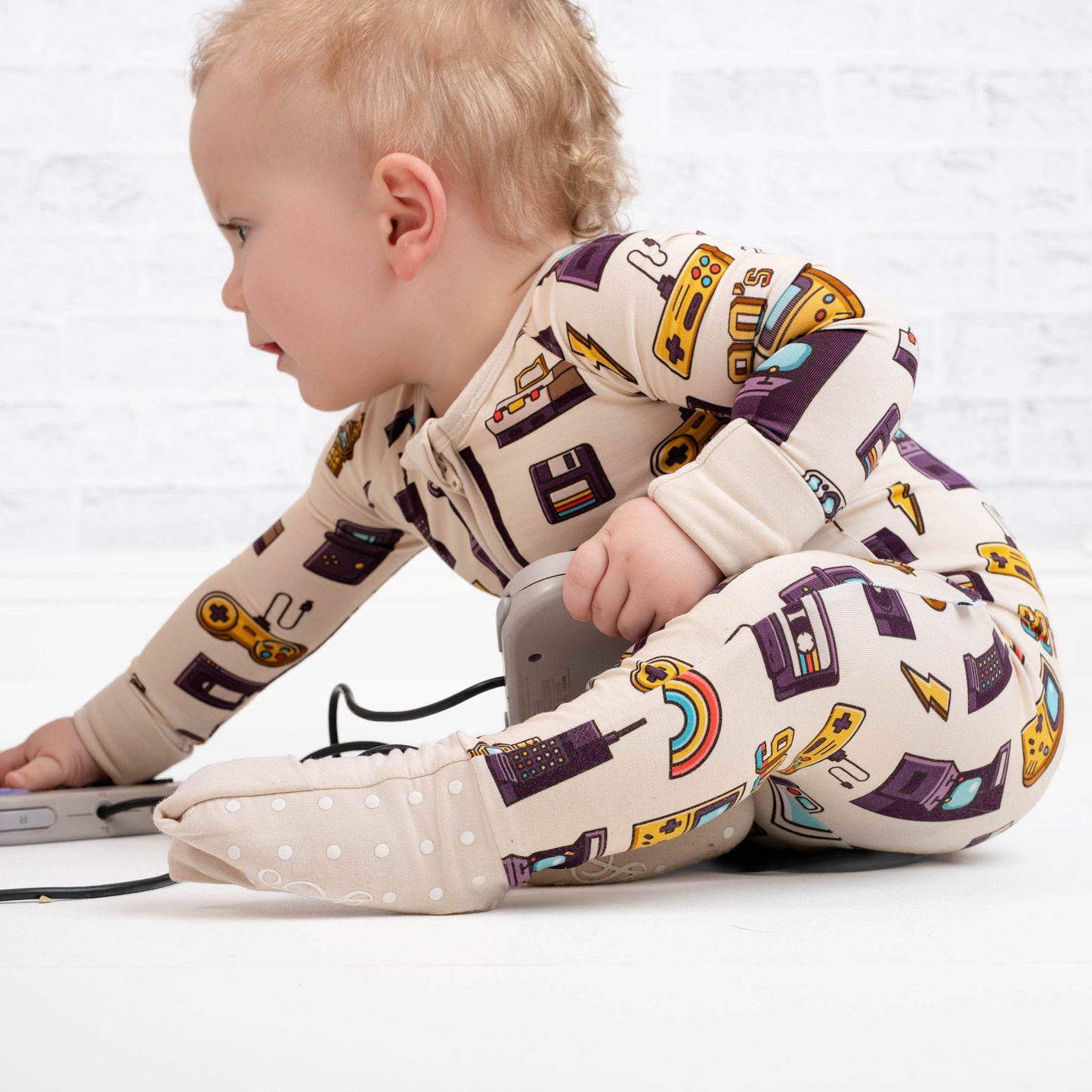 90's Retro Baby Bamboo Double Zipper Onesie