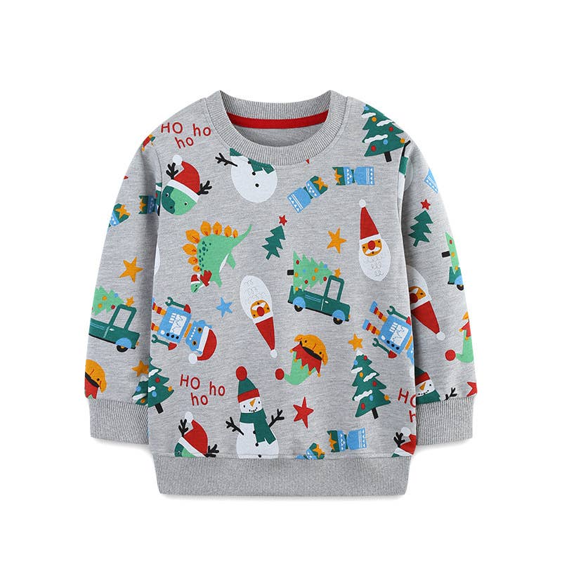Kids Christmas Cartoon Cotton Print Top