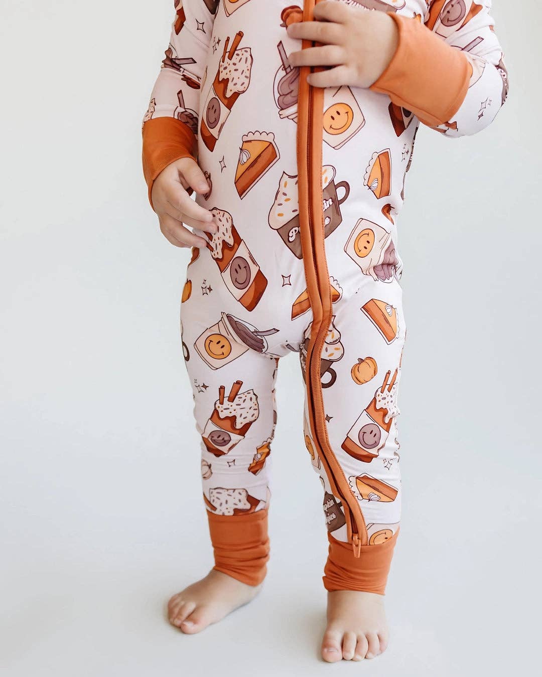 Holiday Bamboo Baby Clothing Zip Romper | Pumpkin Spice