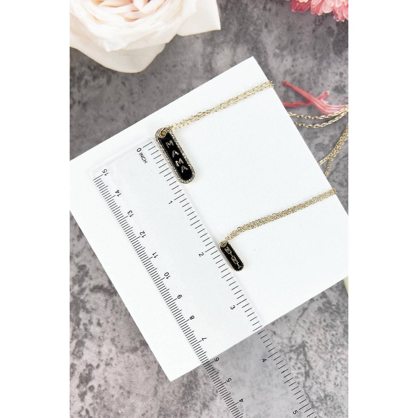 MAMA AND MINI BAR SHAPED WOOD NECKLACE SET