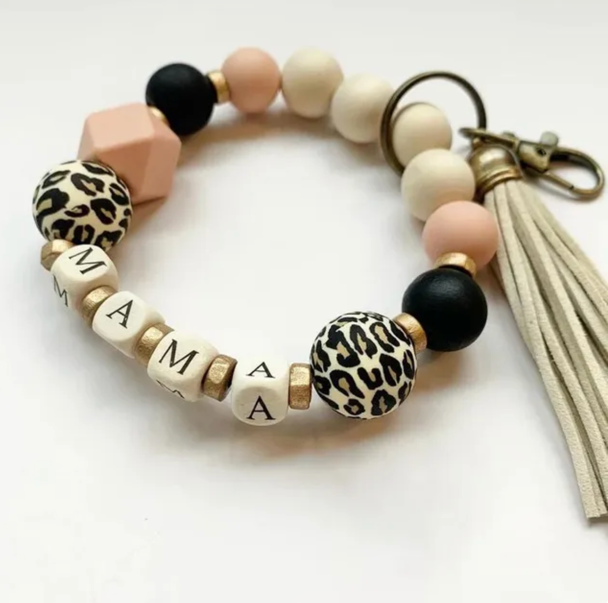 Mama Beaded Wristlet Keychain/Phone Wristlet