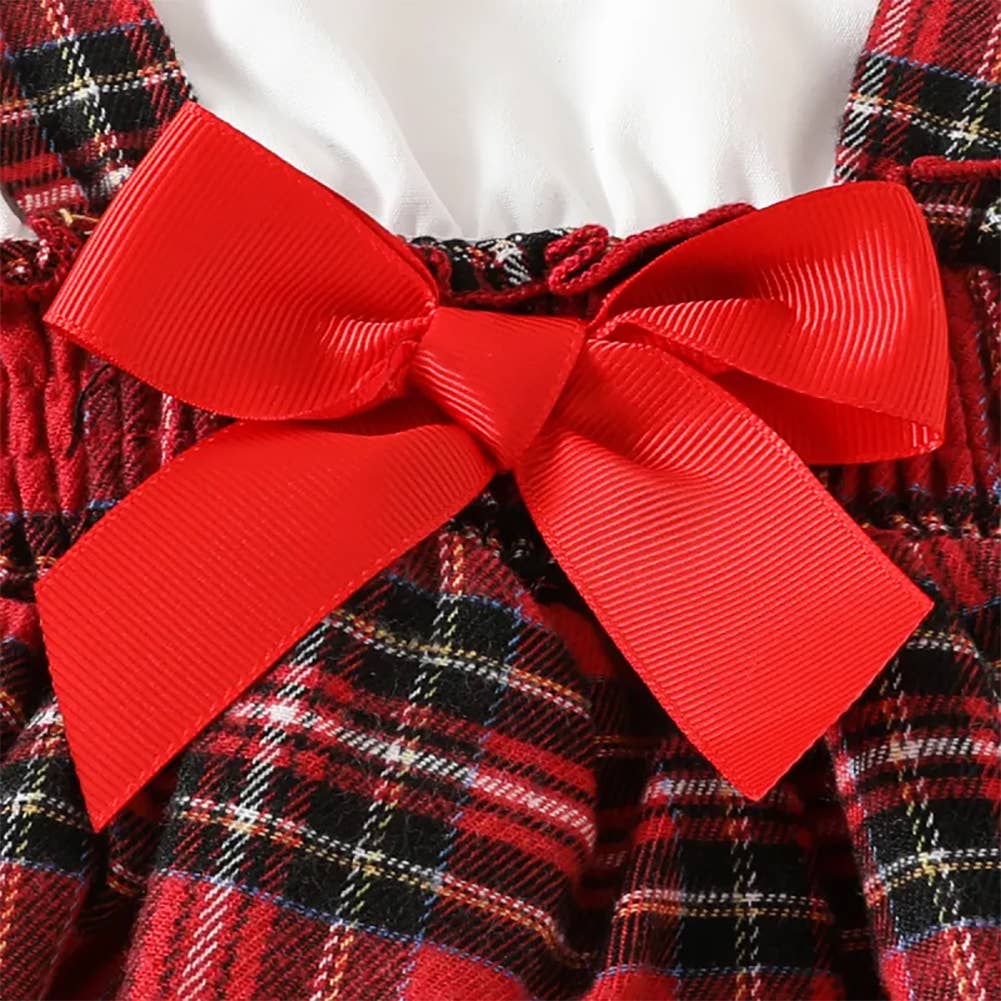 Plaid Holiday Ruffle Dress Romper