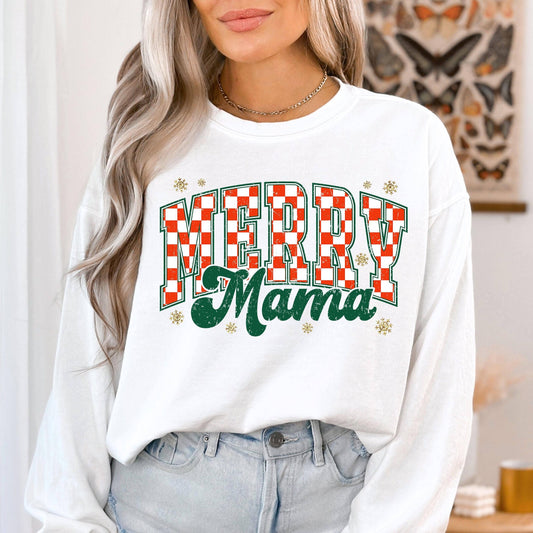 Retro Checkered Christmas Merry Mama Shirt