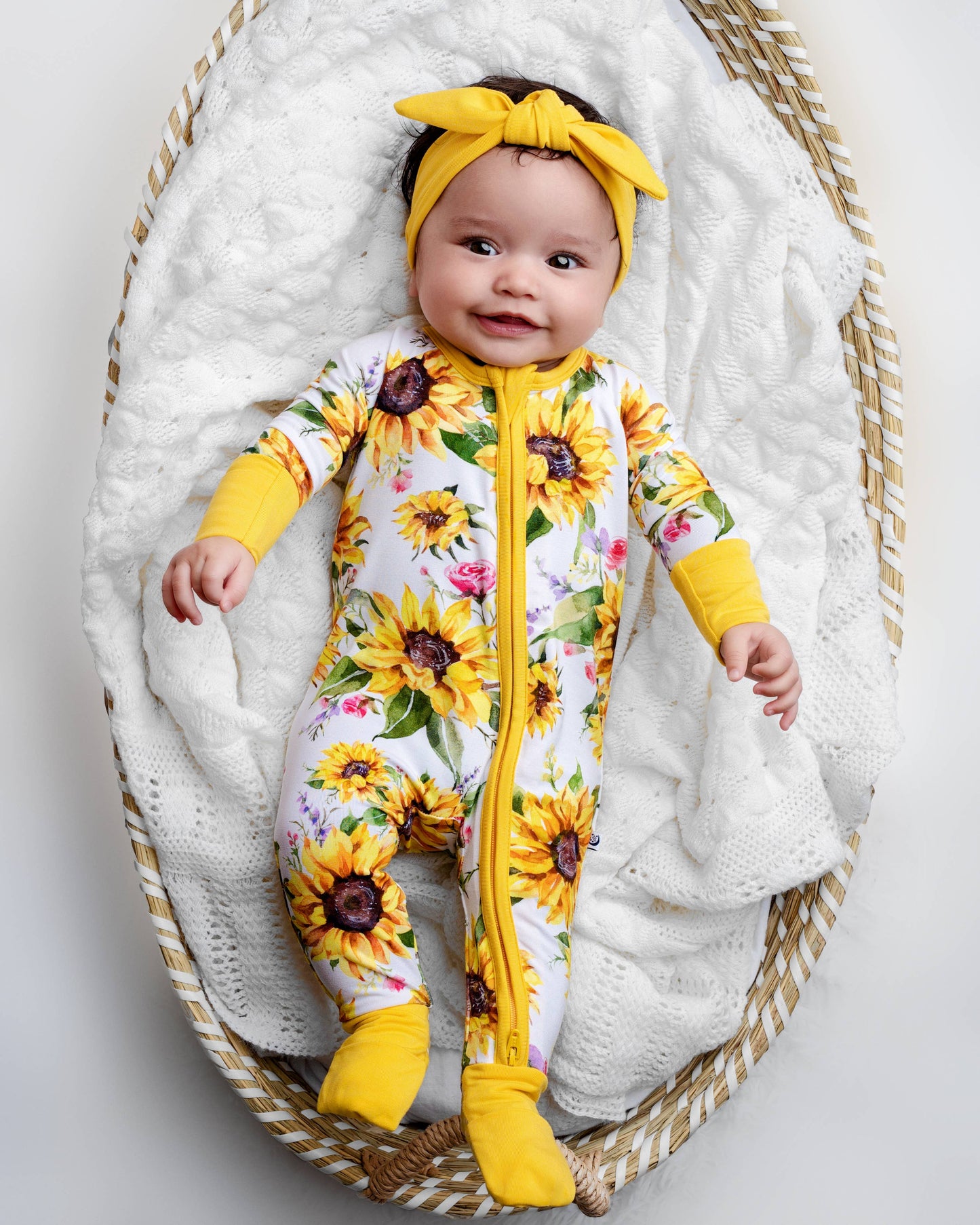 Sunflower Baby Bamboo Double Zipper Onesie