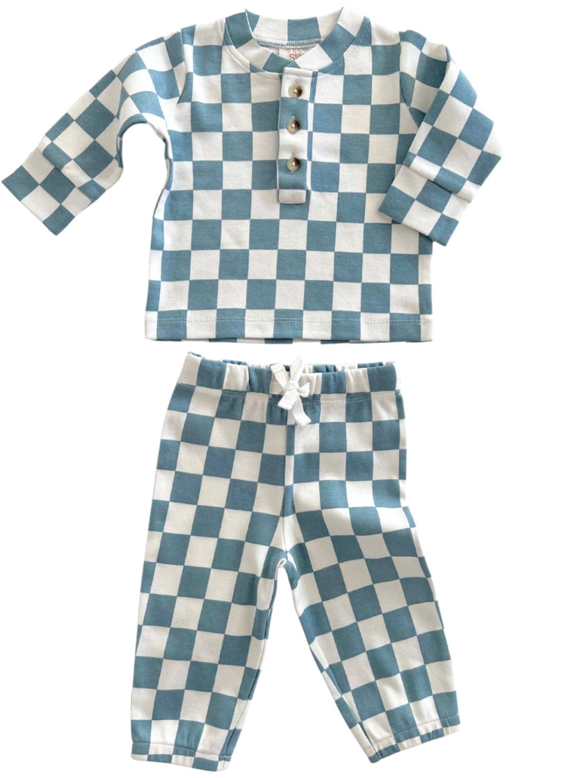 Blueberry Muffin Checkerboard Top + Pant Set