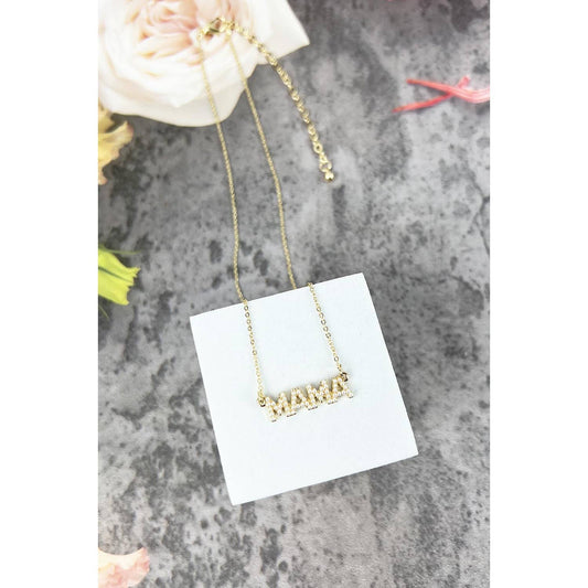 MAMA SHAPED WITH PEARL DETAIL NECKLACE