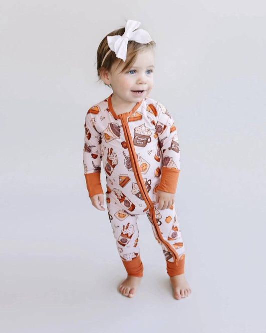 Holiday Bamboo Baby Clothing Zip Romper | Pumpkin Spice