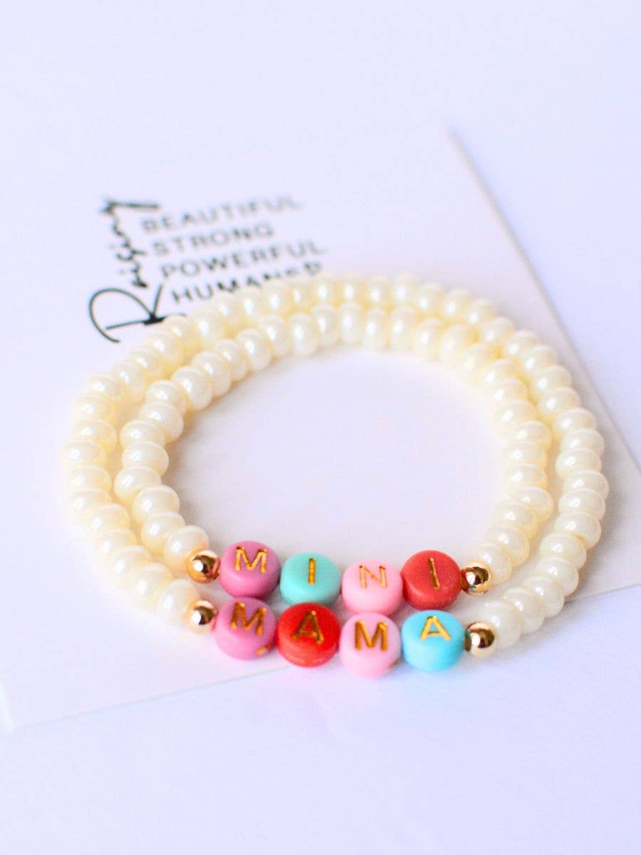 Inspirational Pearl MAMA MINI matching bracelet set