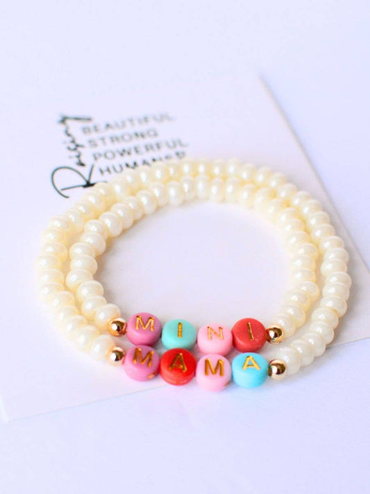 Inspirational Pearl MAMA MINI matching bracelet set