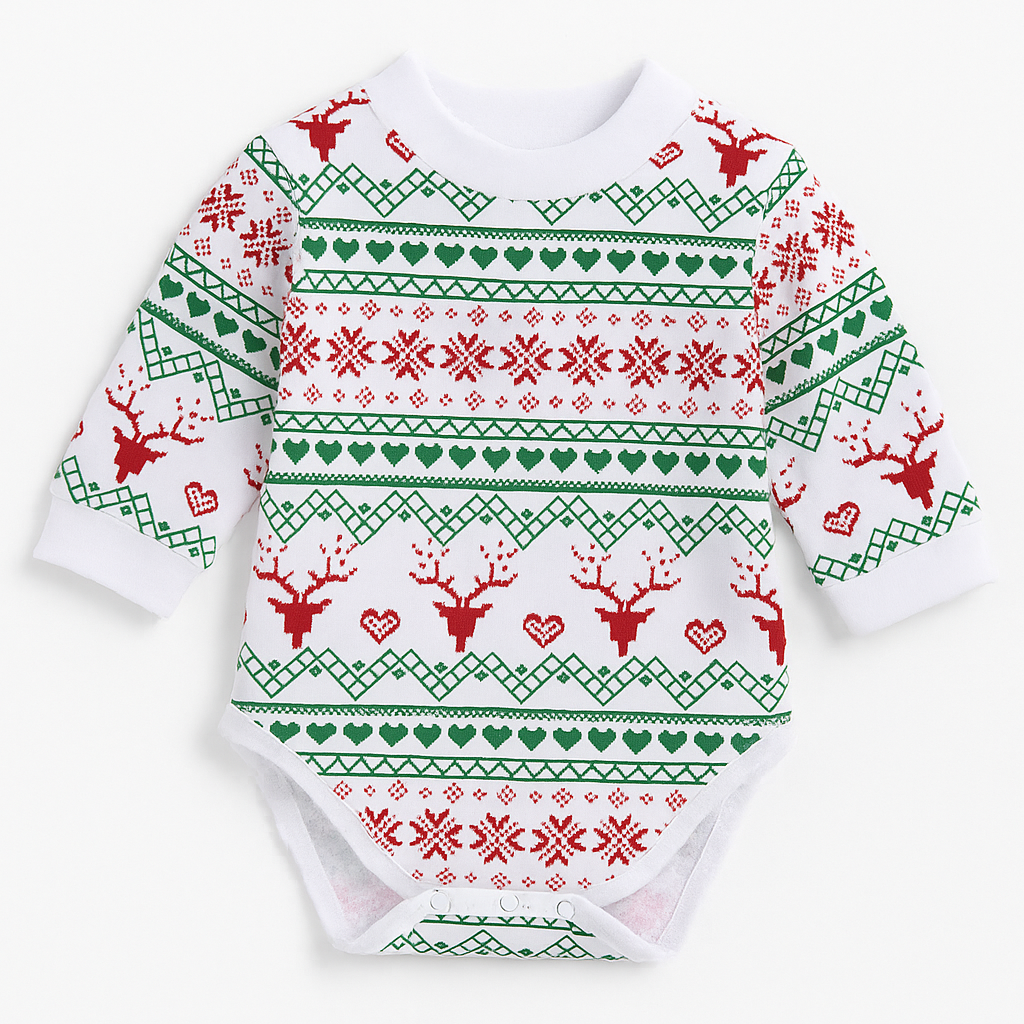 Red Bowtie and Holiday Print "Cardigan" 2-Piece Onesie Set