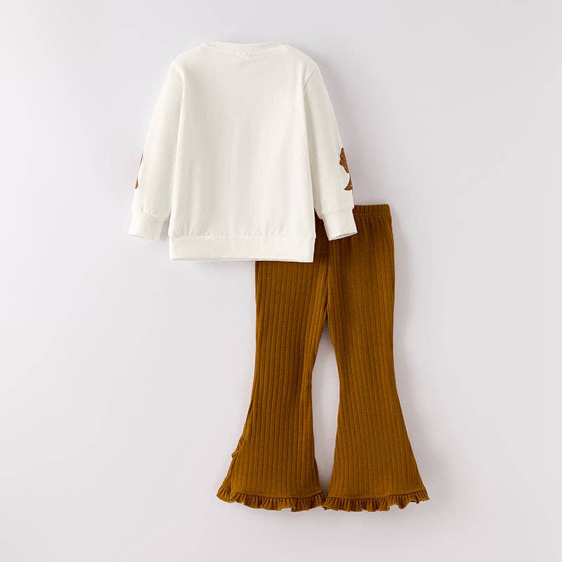 Girls Fall Autumn COZY SEASON Brown Long Sleeves Pant Set