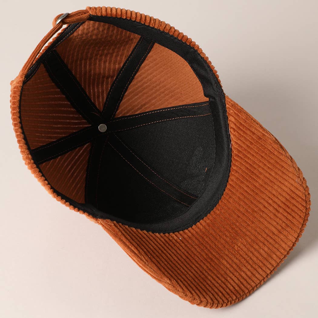 MAMA 3D Embroidered Fuzzy Patch Corduroy Cap