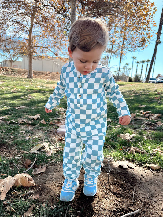 Blueberry Muffin Checkerboard Top + Pant Set