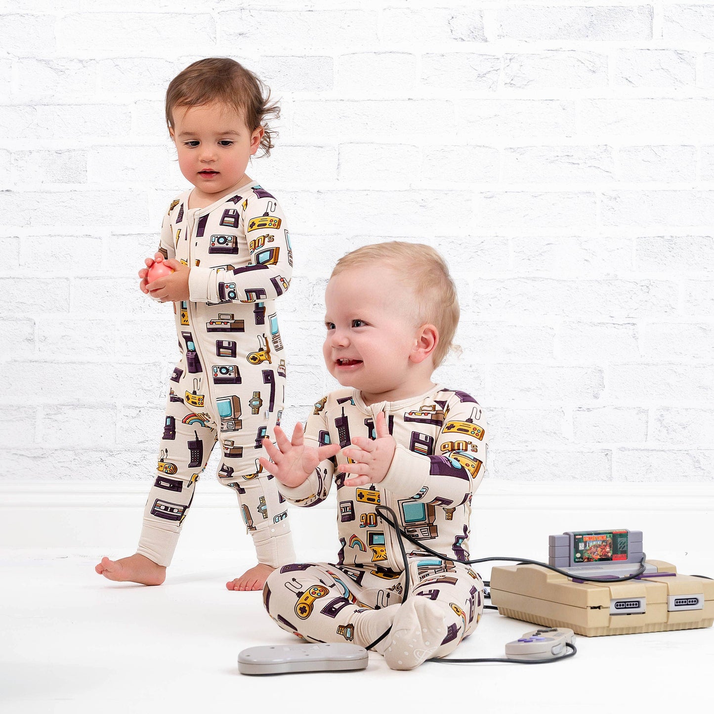 90's Retro Baby Bamboo Double Zipper Onesie