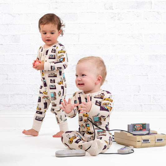 90's Retro Baby Bamboo Double Zipper Onesie