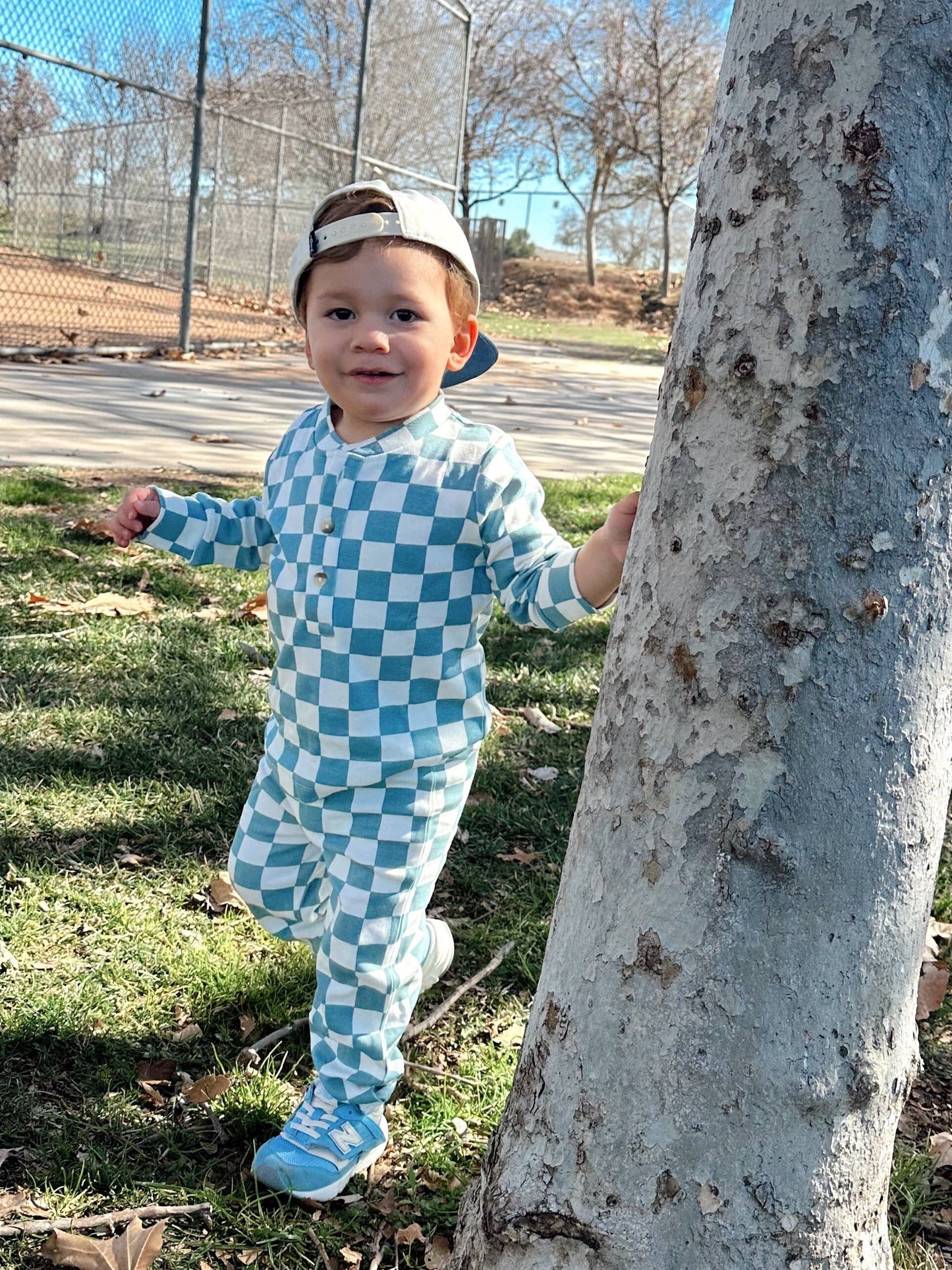 Blueberry Muffin Checkerboard Top + Pant Set