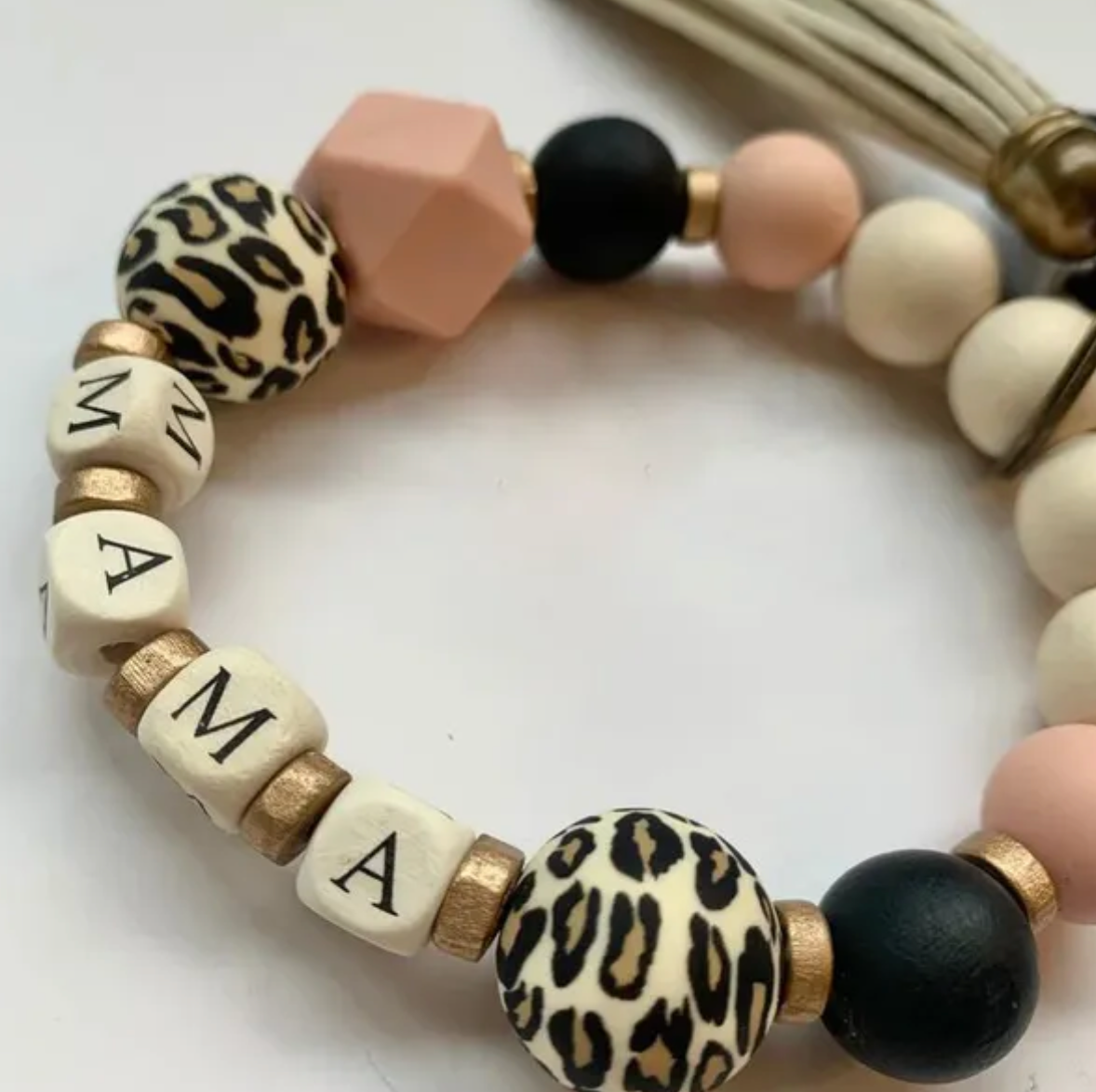 Mama Beaded Wristlet Keychain/Phone Wristlet