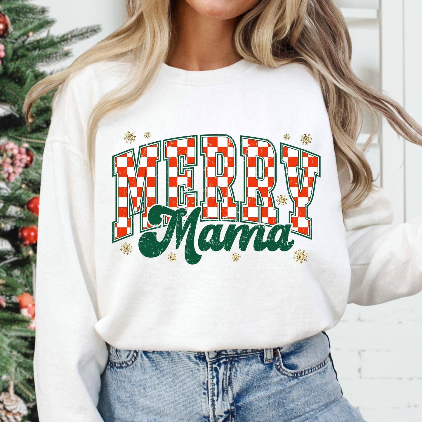 Retro Checkered Christmas Merry Mama Shirt