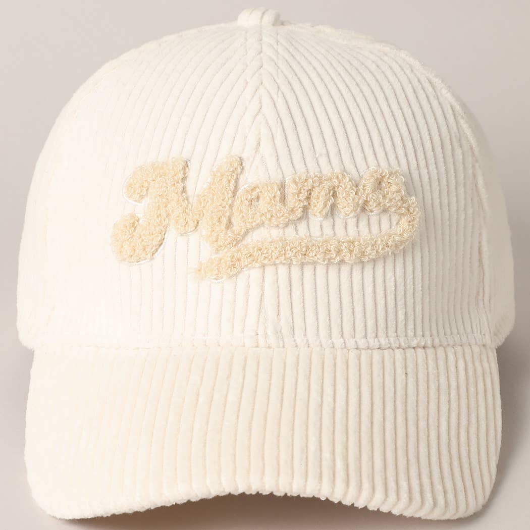 MAMA 3D Embroidered Fuzzy Patch Corduroy Cap