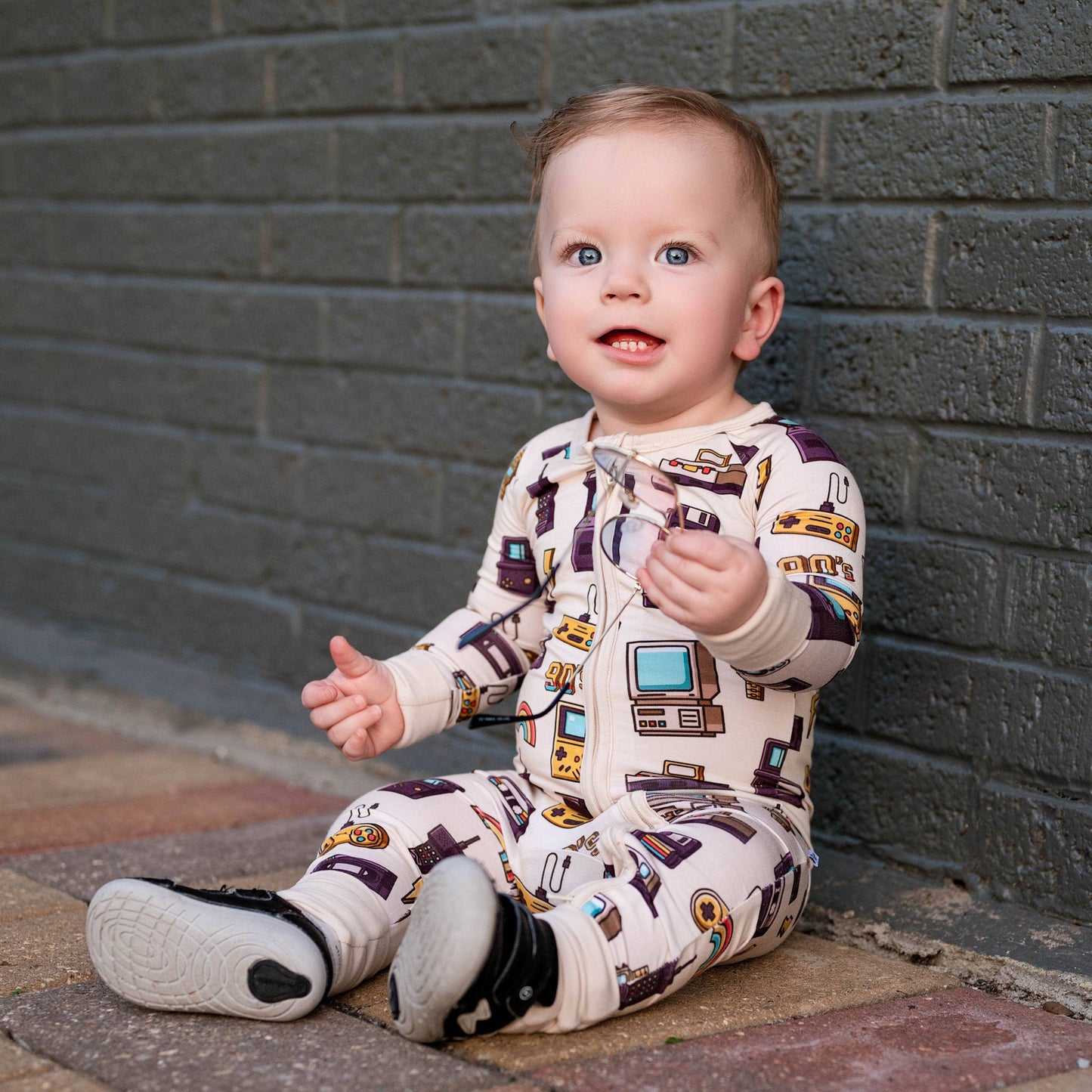 90's Retro Baby Bamboo Double Zipper Onesie