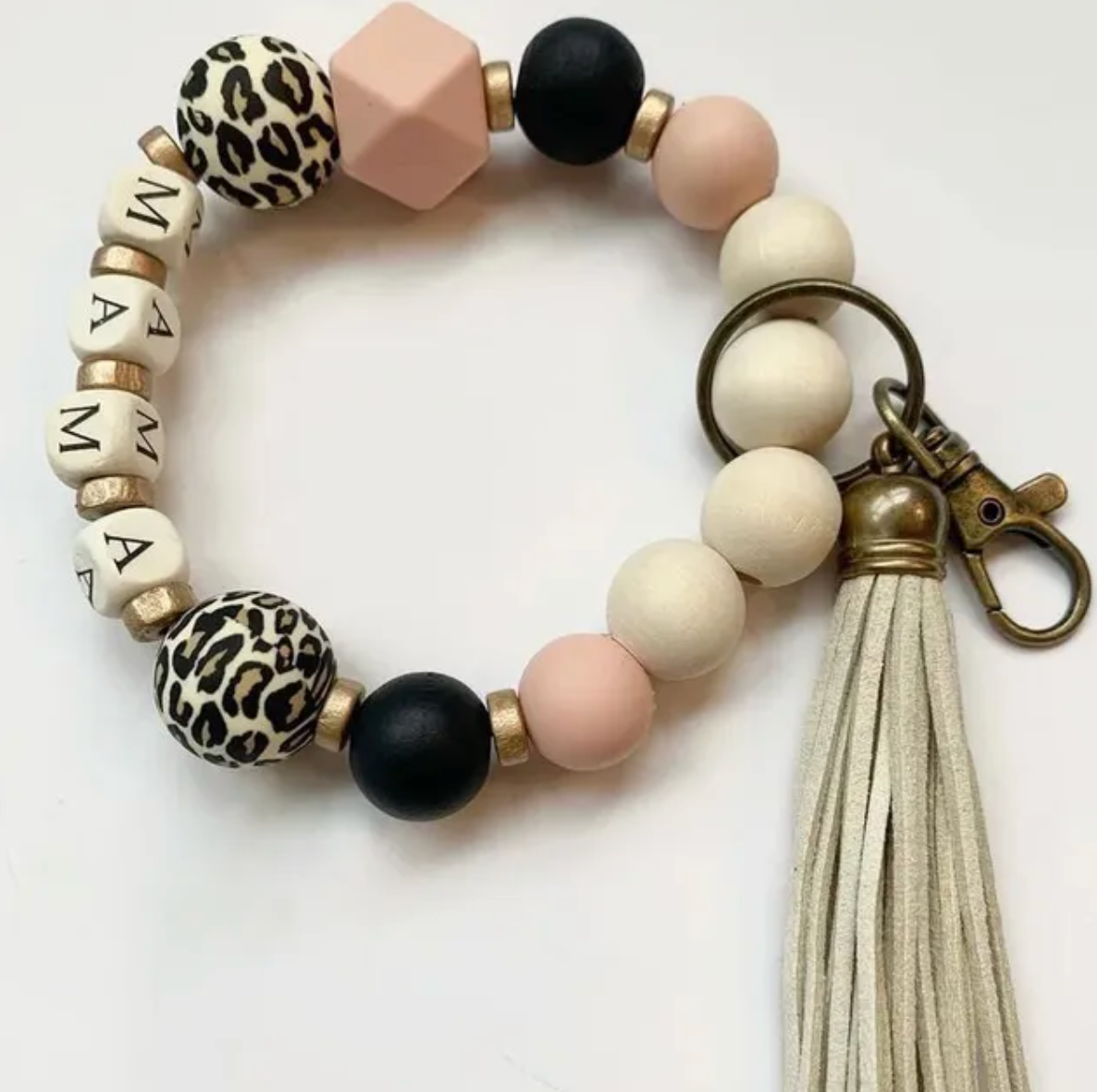 Mama Beaded Wristlet Keychain/Phone Wristlet