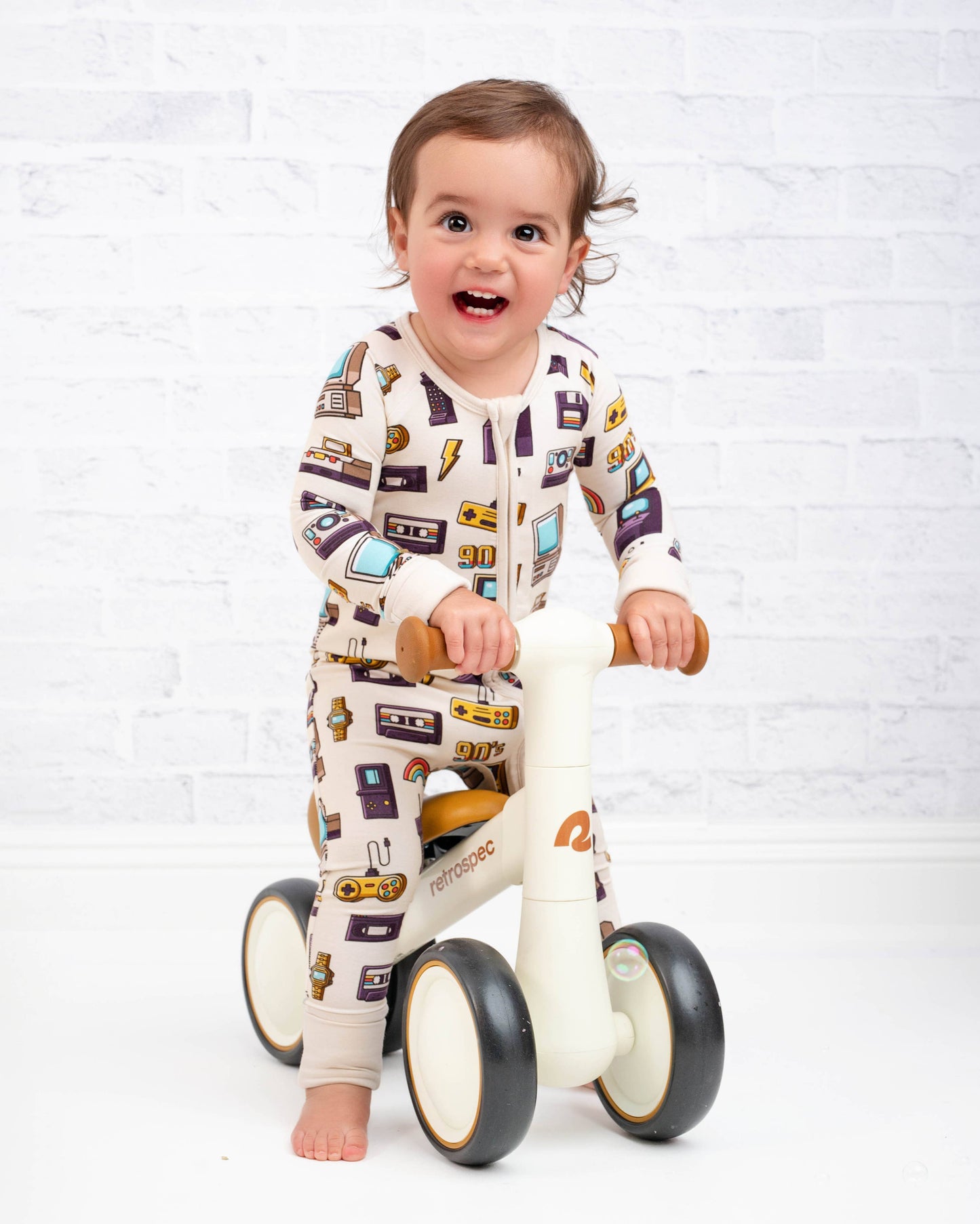 90's Retro Baby Bamboo Double Zipper Onesie